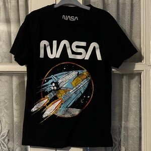 😉Bundle Days😉Boys NASA Space Rocket T-Shirt Tee Black XS